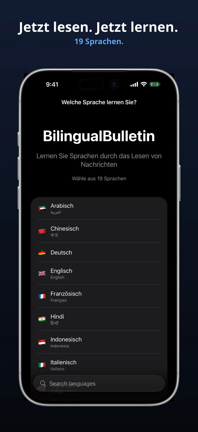 Aus 19 Sprachen wählen