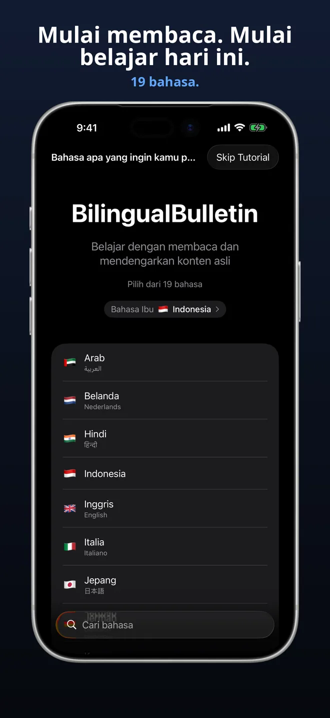 Pilih dari 19 bahasa