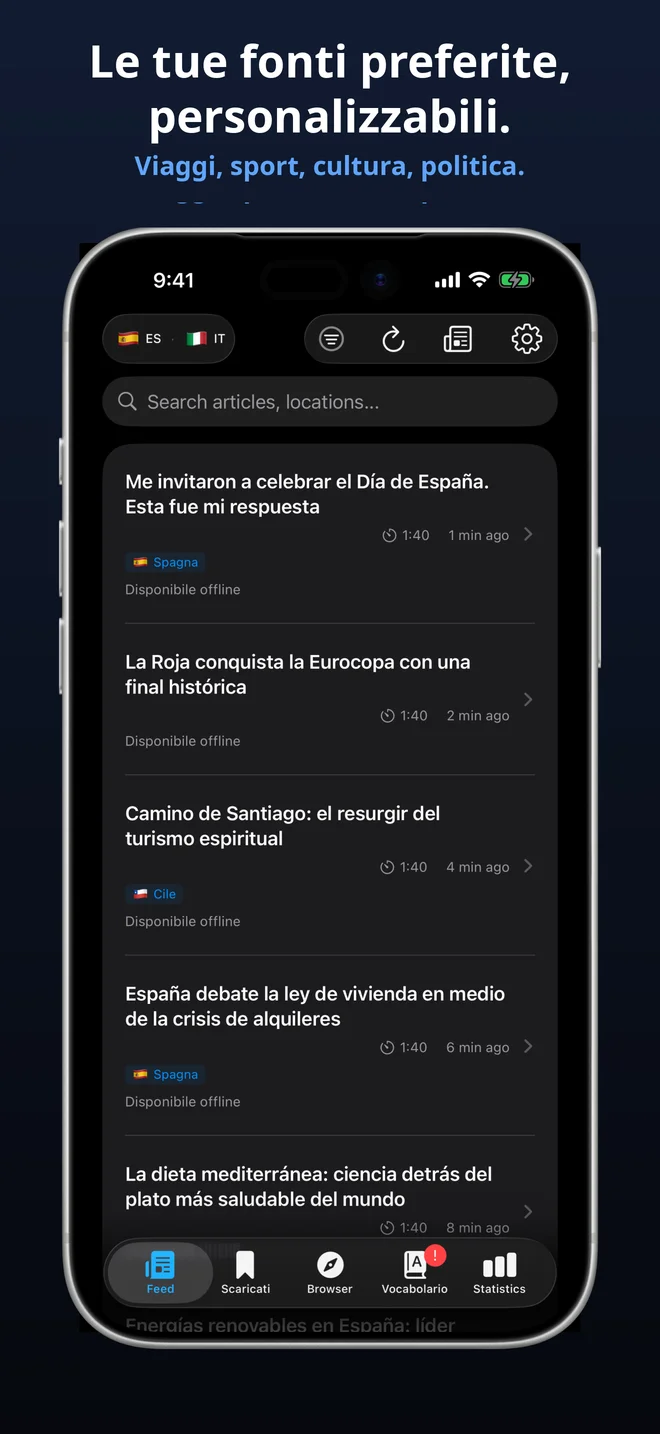 Oltre 300 feed selezionati in 19 lingue