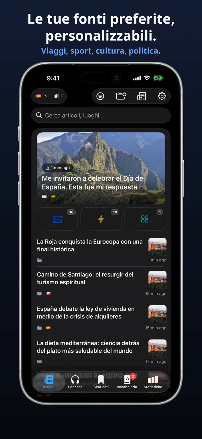 Centinaia di feed selezionati in 19 lingue