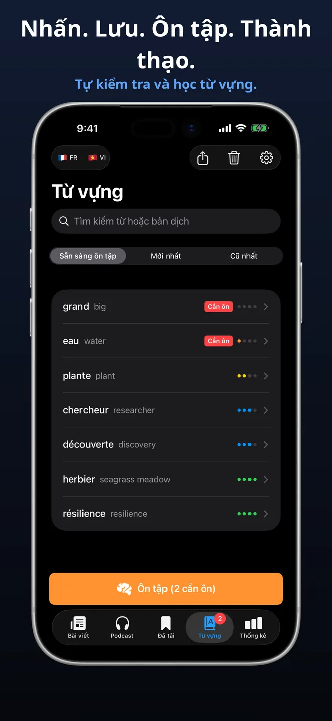 Nhấn. Lưu. Ôn tập. Thành thạo.